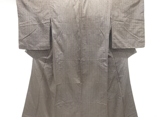 JAPANESE KIMONO / ANTIQUE HITOE KIMONO / SILK / HAND WOVEN / FUSHI TSUMUGI / STRIPE